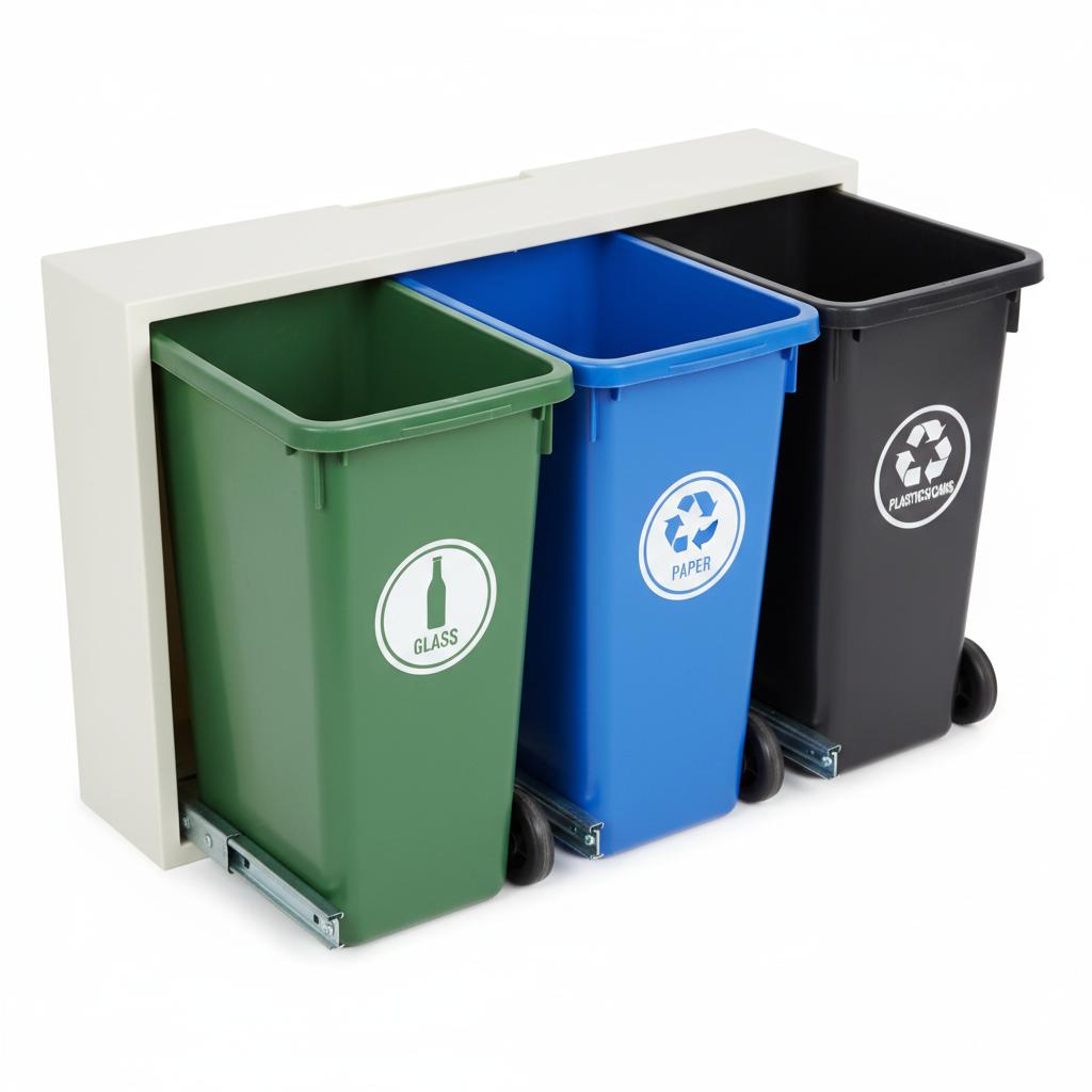 3-Section Recycling Sorting Bin