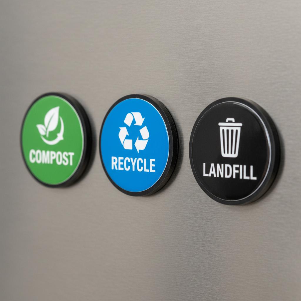 Recycling Bin Stickers & Magnets Set