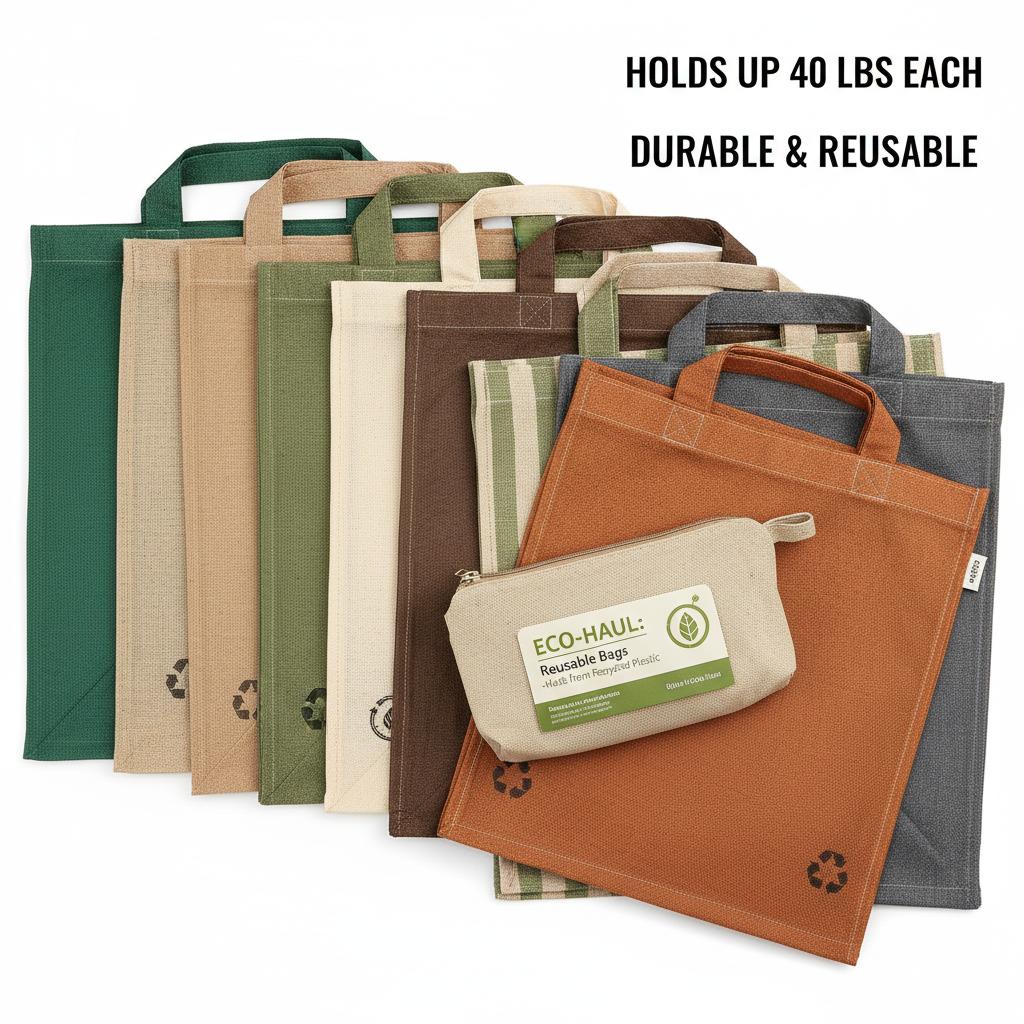 Reusable Grocery Bag Set (8 Bags + Pouch)